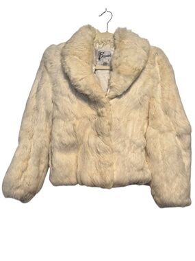 Vintage Berman's Cream Rabbit Fur Coat Size Medium